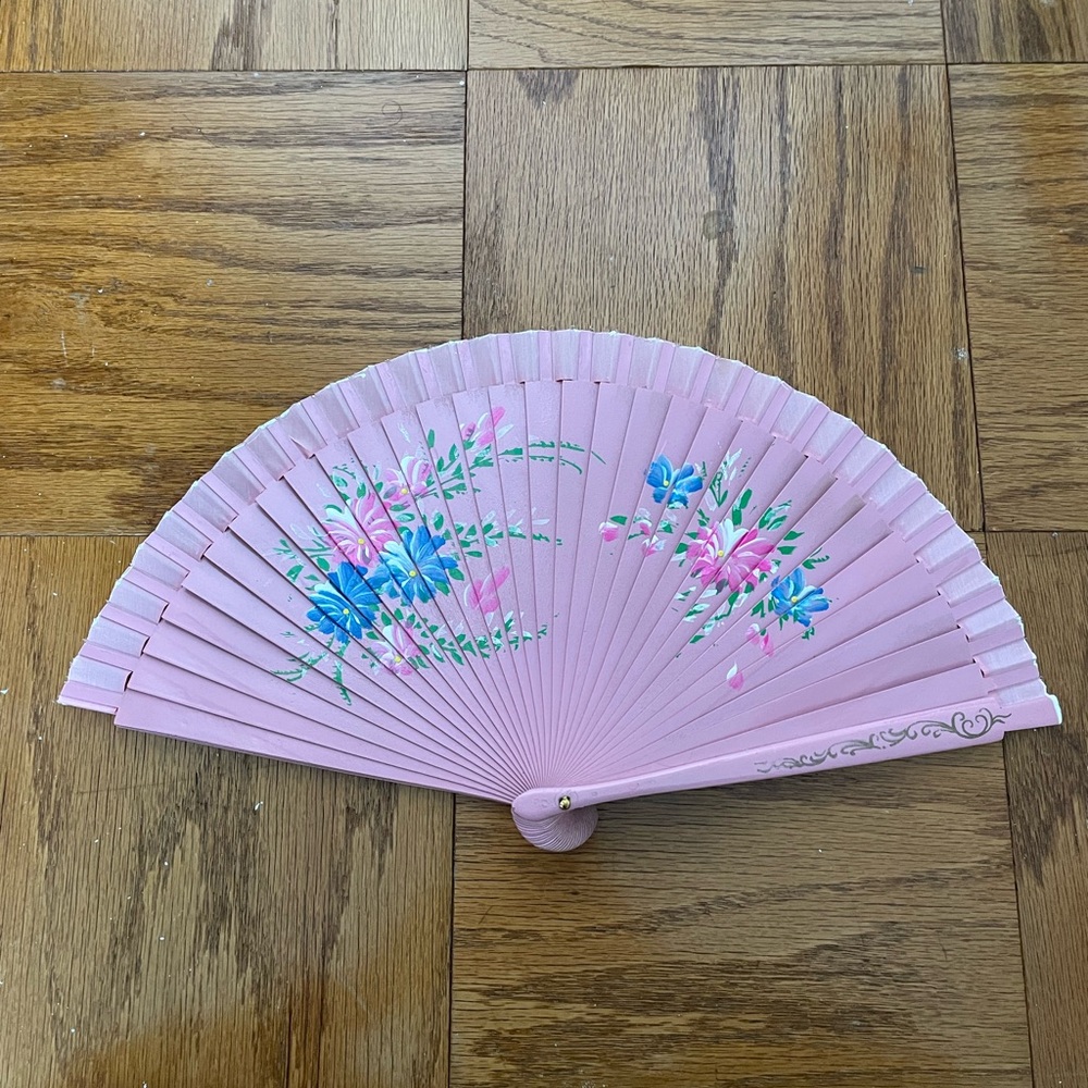Pink Floral Hand Fan